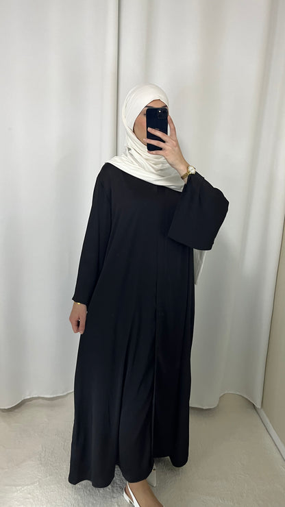 Abaya satinée à poche Noir