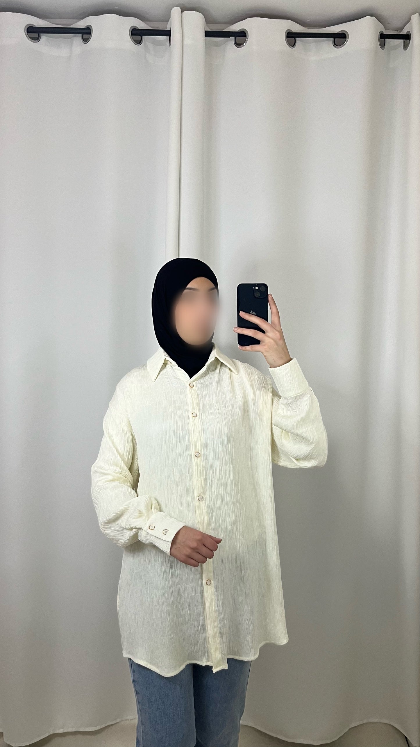 Longue chemise blanc cassé